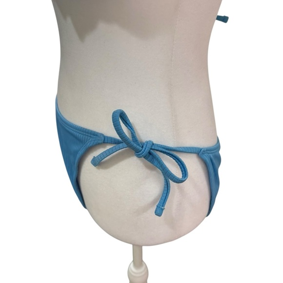 Blue Ribbed string  Bikini Set by Wild Fable top is size small bottom is size XS - Picture 4 of 10